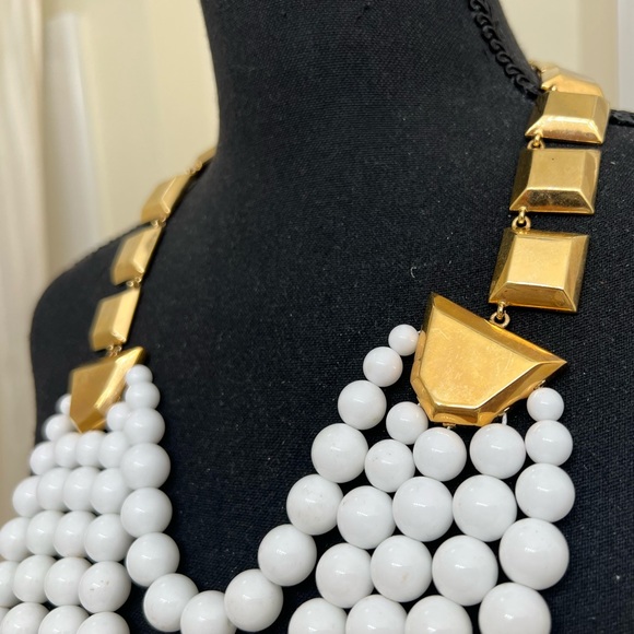 Elaborate Cascading White Beaded Necklace - Picture 3 of 11